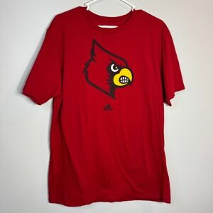 Adidas Louisville Cardinals Graphic Tee Mens L Red With Cards Logo Short Sleeve